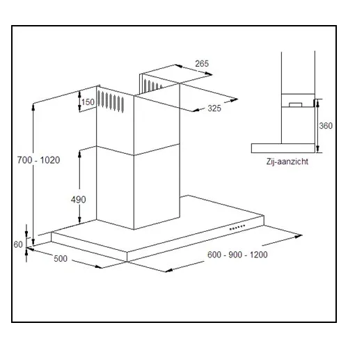 CW3009 AIRO DESIGN Wandschouw afzuigkap