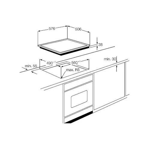 ZEV6046XBA ZANUSSI Keramische kookplaat tbv oven