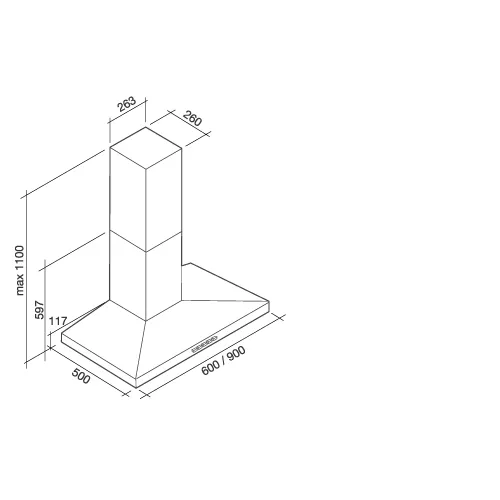 MIZAR90W3 FALMEC Wandschouw afzuigkap