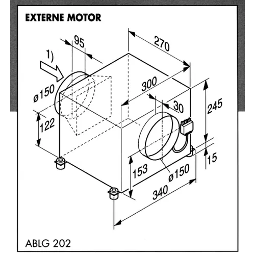 ABLG202 MIELE Externe motor tbv afzuiging