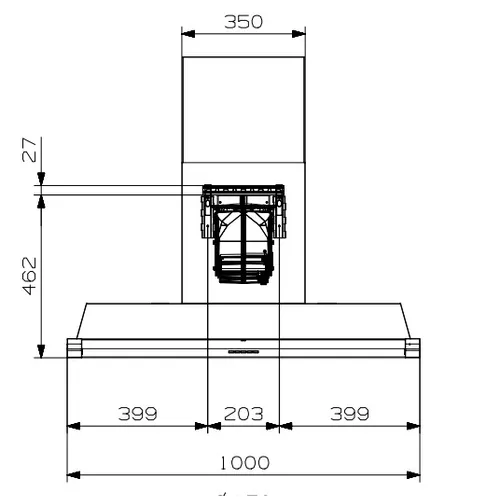 AKL100BA STEEL Wandschouw afzuigkap