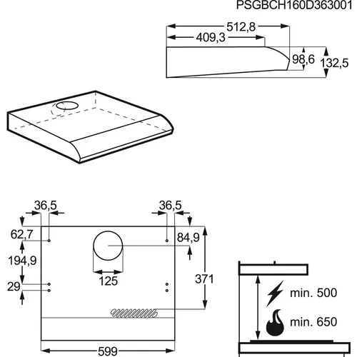DUB2610W AEG Onderbouw afzuigkap
