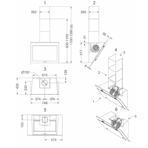 7850 NOVY Wandschouw afzuigkap