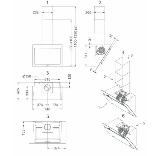 7851 NOVY Wandschouw afzuigkap