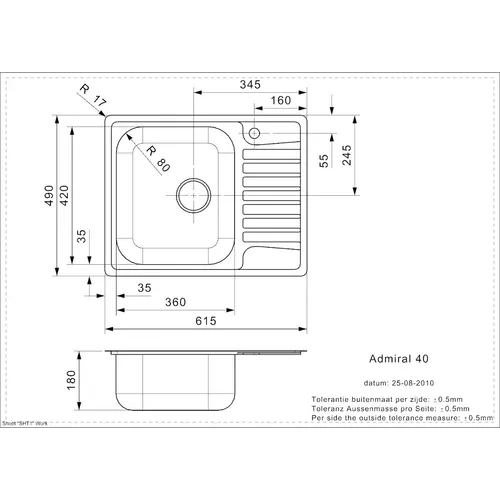 R25444 REGINOX Spoelbak
