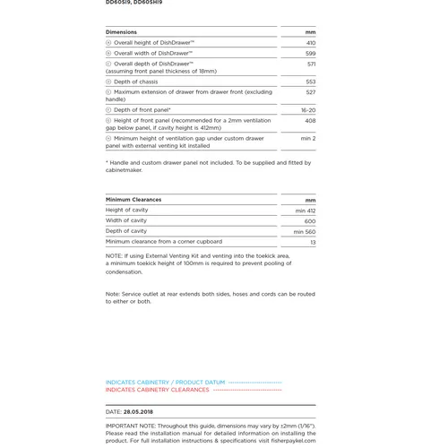 DD60SHI9 FISHER & PAYKEL Volledig geintegreerde vaatwasser