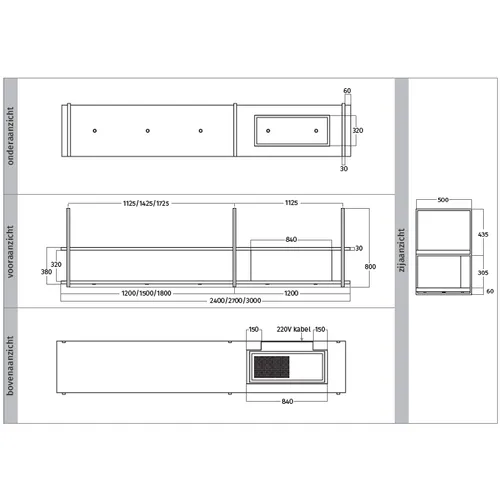 105700 WAVE Wandschouw afzuigkap