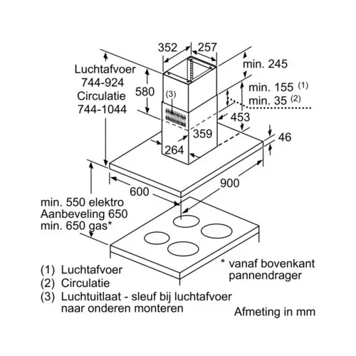 Afzuigkap LC97BHP50 A 90 cm 690 M3/H Siemens : 349.69