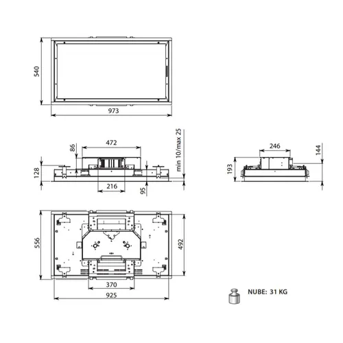 NUBE90W FALMEC Plafond afzuigkap
