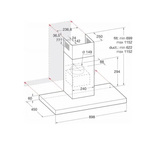 IHBS94LMX INDESIT Wandschouw afzuigkap