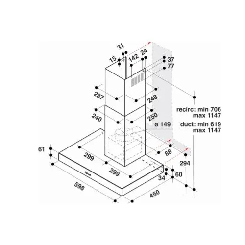 AKR5583IX WHIRLPOOL Wandschouw afzuigkap