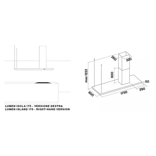 LUMEN175E3R FALMEC Eiland afzuigkap