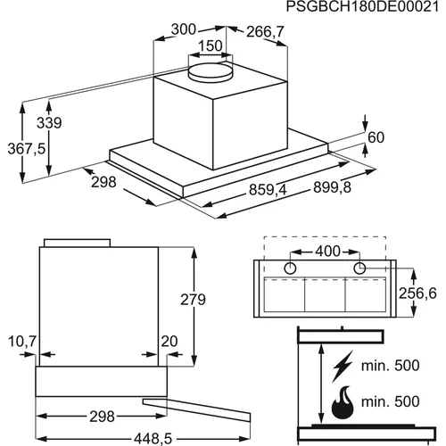 DPE4941M AEG Vlakscherm afzuigkap