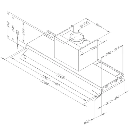 8770 NOVY Onderbouw afzuigkap