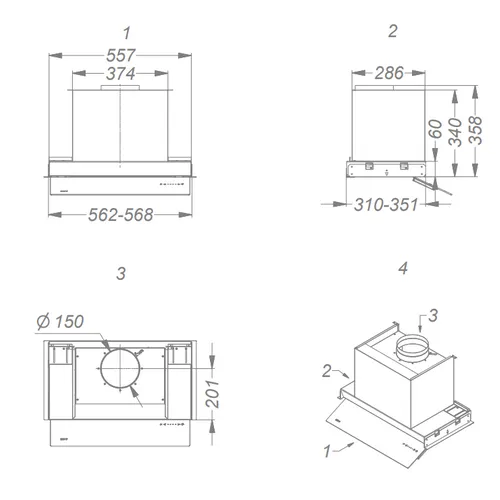 8710 NOVY Onderbouw afzuigkap