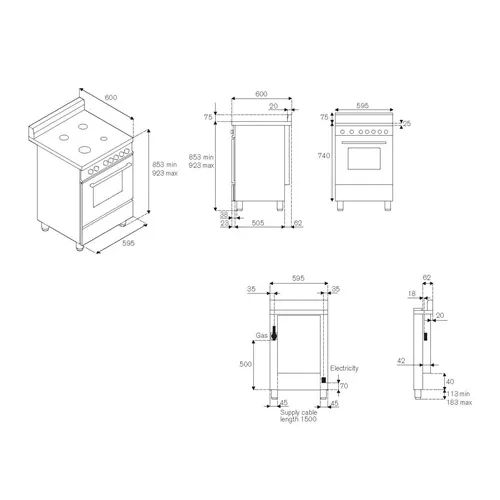 AM64C61CX19 BERTAZZONI Fornuis 60 cm