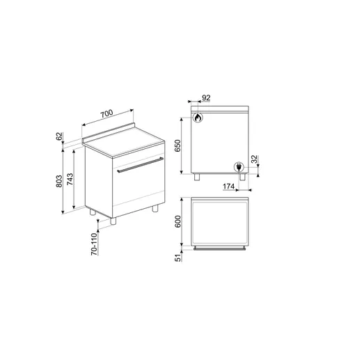 C7GMXNLK9 SMEG Fornuis 70 cm