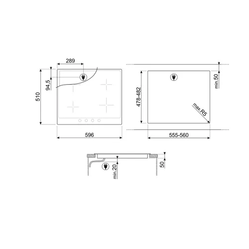 SI964NM SMEG Inductie kookplaat