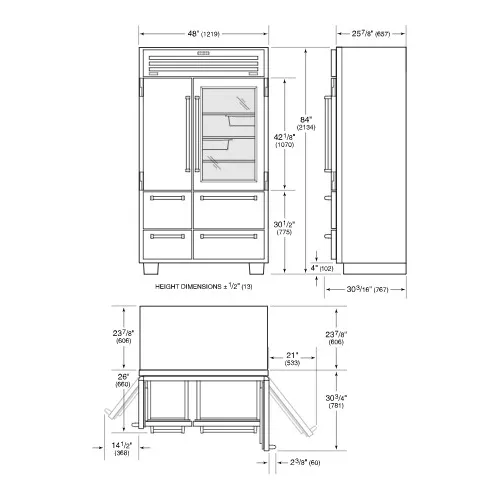 ICBPRO4850 SUBZERO Amerikaanse koelkast