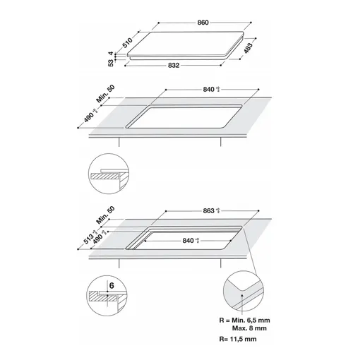 SMP29010CNEIXL WHIRLPOOL Inductie kookplaat