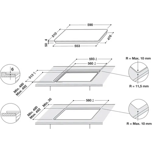 WLS7960NE WHIRLPOOL Inductie kookplaat