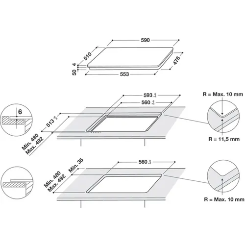WSQ2160NE WHIRLPOOL Inductie kookplaat