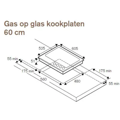 P604LPROGNE BERTAZZONI Gas op glas kookplaat