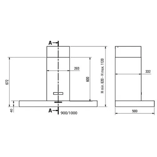 EKL90NF STEEL Wandschouw afzuigkap