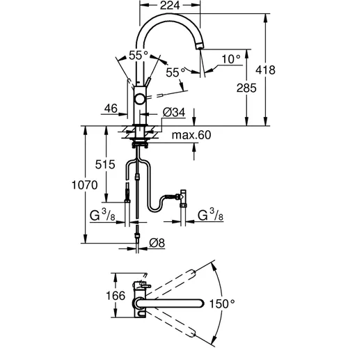 31455DC1 GROHE Gekoeld water kraan