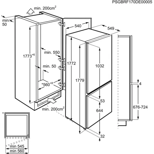 SCB618F3LS AEG Inbouw koelkast vanaf 178 cm
