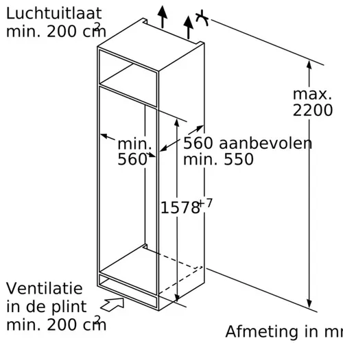 KIS77AFE0 BOSCH Inbouw koelkast rond 158 cm