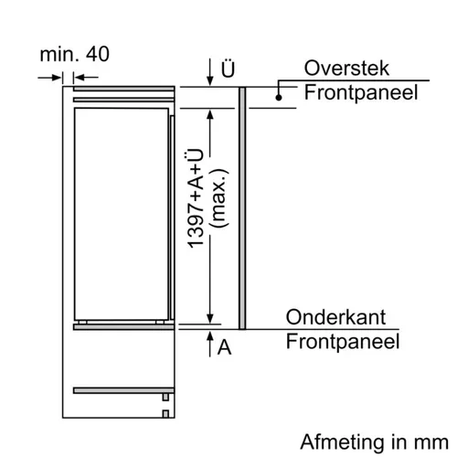 KI51FADE0 SIEMENS Inbouw koelkast rond 140 cm