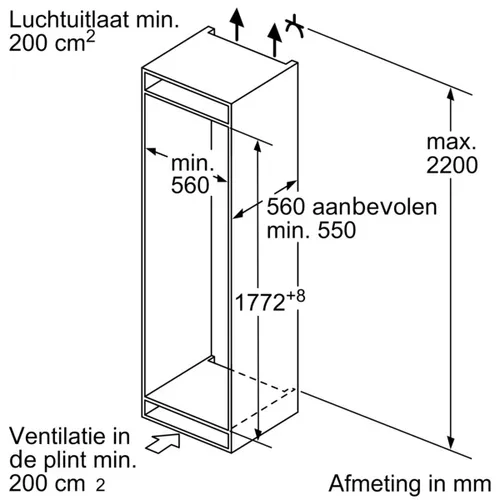 KI86SSDE0 SIEMENS Inbouw koelkast vanaf 178 cm