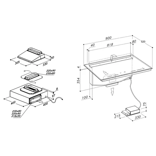 SDDH5 AIRO DESIGN Kookplaat met afzuiging