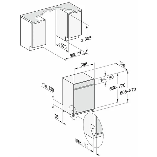 G5022IBRWS MIELE Half geintegreerde vaatwassers