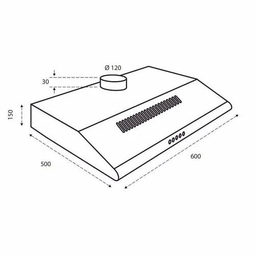 AKO6012RVS INVENTUM Onderbouw afzuigkap