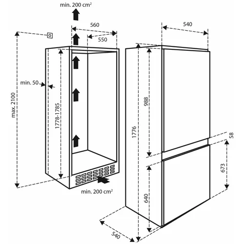 IKV1782S INVENTUM Inbouw koelkast vanaf 178 cm