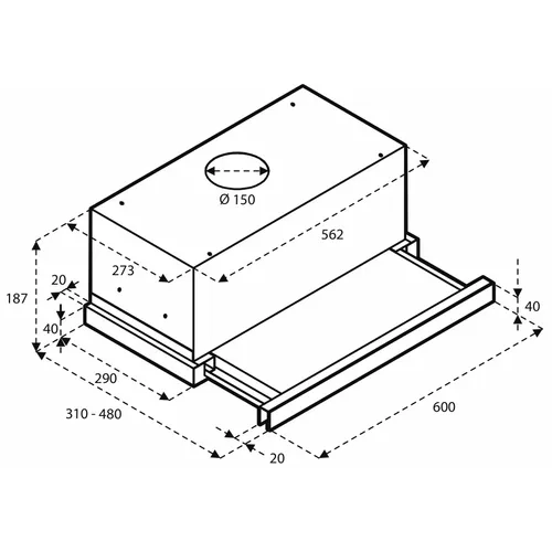 AKV6004RVS INVENTUM Vlakscherm afzuigkap
