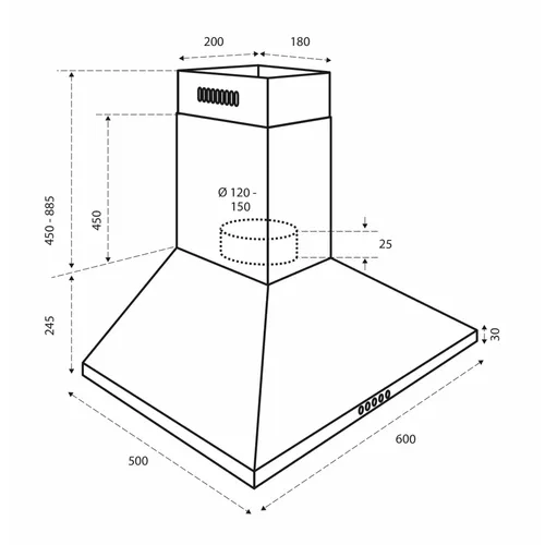 AKP6000RVS INVENTUM Wandschouw afzuigkap