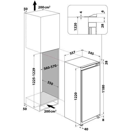 KSI12GF2 BAUKNECHT Inbouw koelkast rond 122 cm