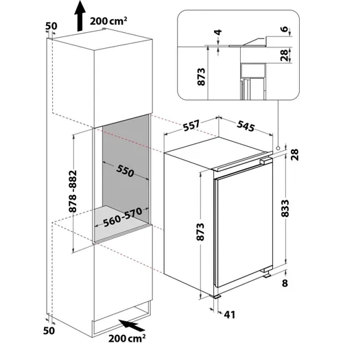KSI09VF2 BAUKNECHT Inbouw koelkast t/m 88 cm