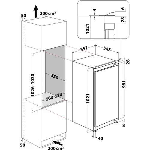 KSI10VF2 BAUKNECHT Inbouw koelkast rond 102 cm