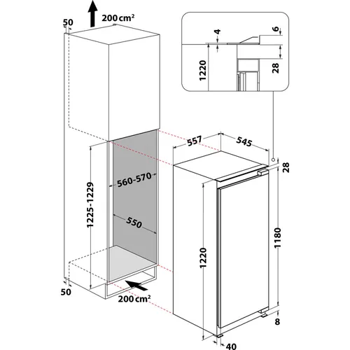 KSI12VF2 BAUKNECHT Inbouw koelkast rond 122 cm