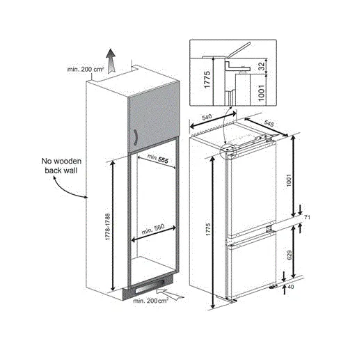 BCHA275K4SN BEKO Inbouw koelkast vanaf 178 cm