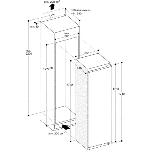 RT282306 GAGGENAU Inbouw koelkast vanaf 178 cm