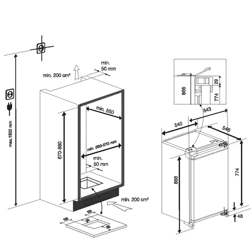 B1754FN BEKO Inbouw koelkast t/m 88 cm