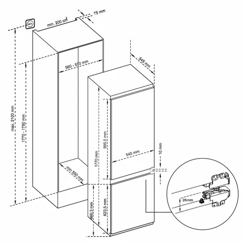 IKV1786D INVENTUM Inbouw koelkast vanaf 178 cm