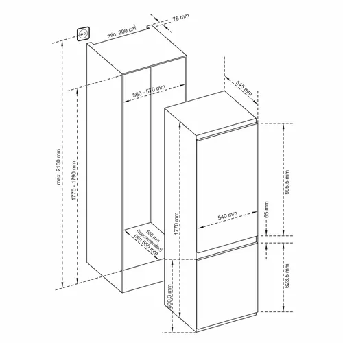 IKV1788S INVENTUM Inbouw koelkast vanaf 178 cm
