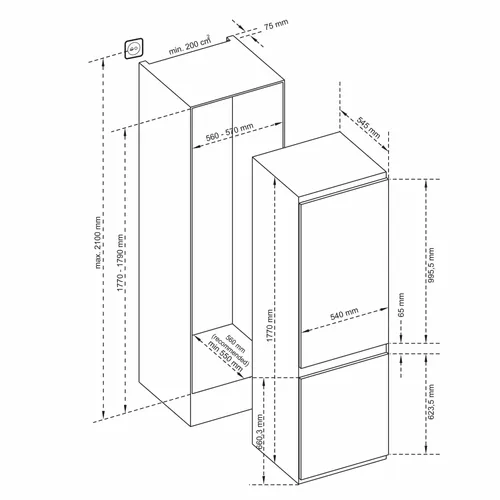 IKV1786S INVENTUM Inbouw koelkast vanaf 178 cm