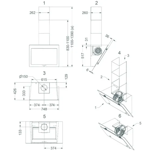 7853 NOVY Wandschouw afzuigkap